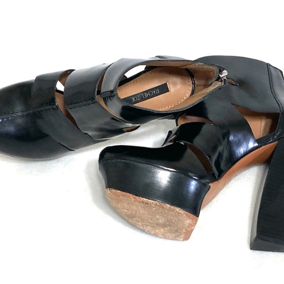 Rachel Zoe Elliott High Heel Black Leather Cutout Platform Bootie Size 8 - Picture 5 of 5